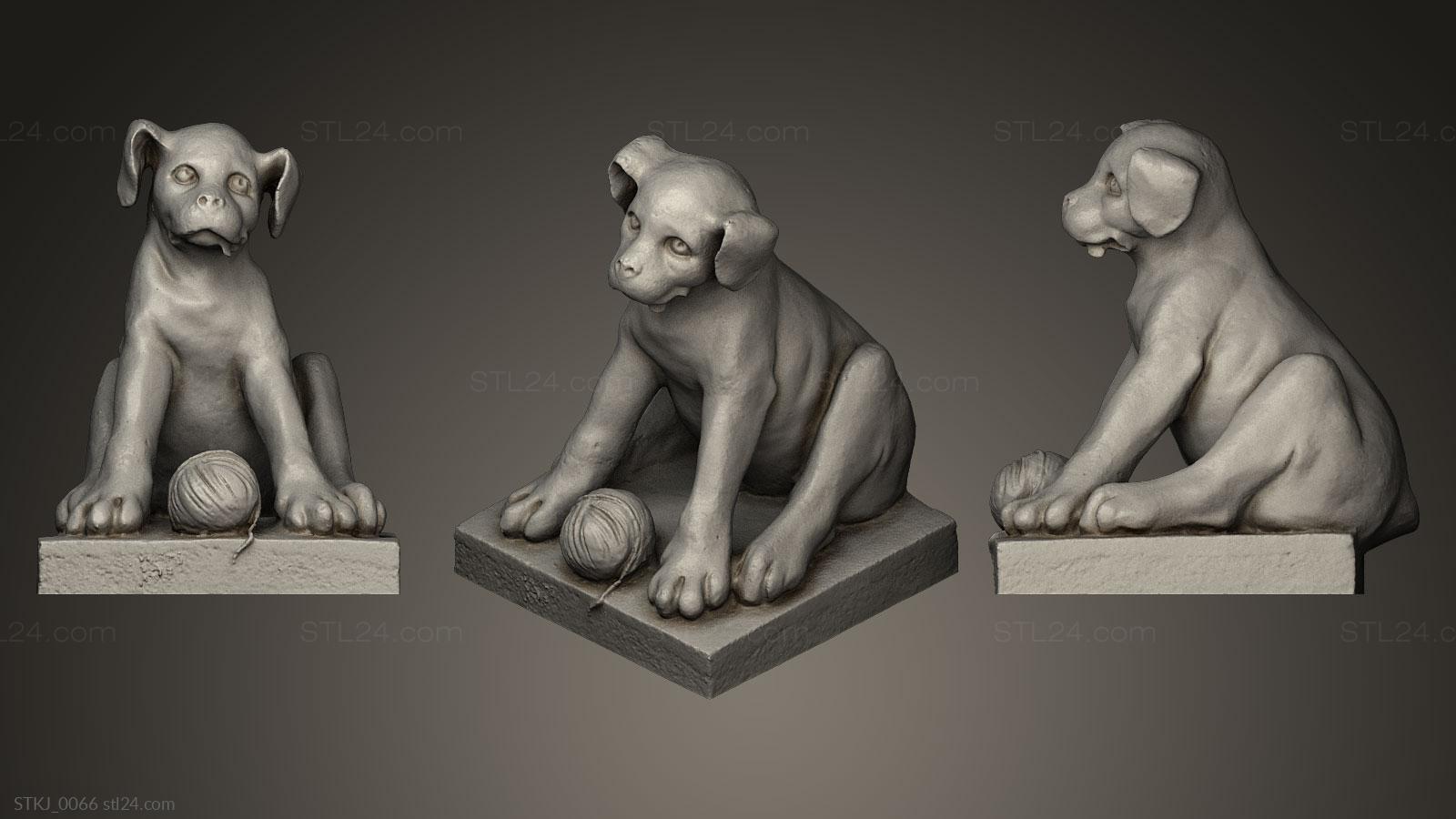 Animal figurines - hund ball, STKJ_0066. 3D stl model for CNC